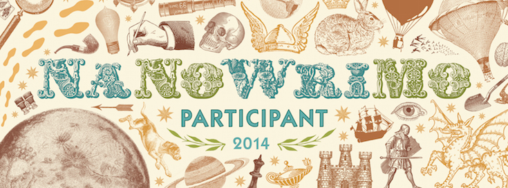 A web banner of NaNoWriMo. Every year there’s new artwork you can use to tell people about your love for writing.
