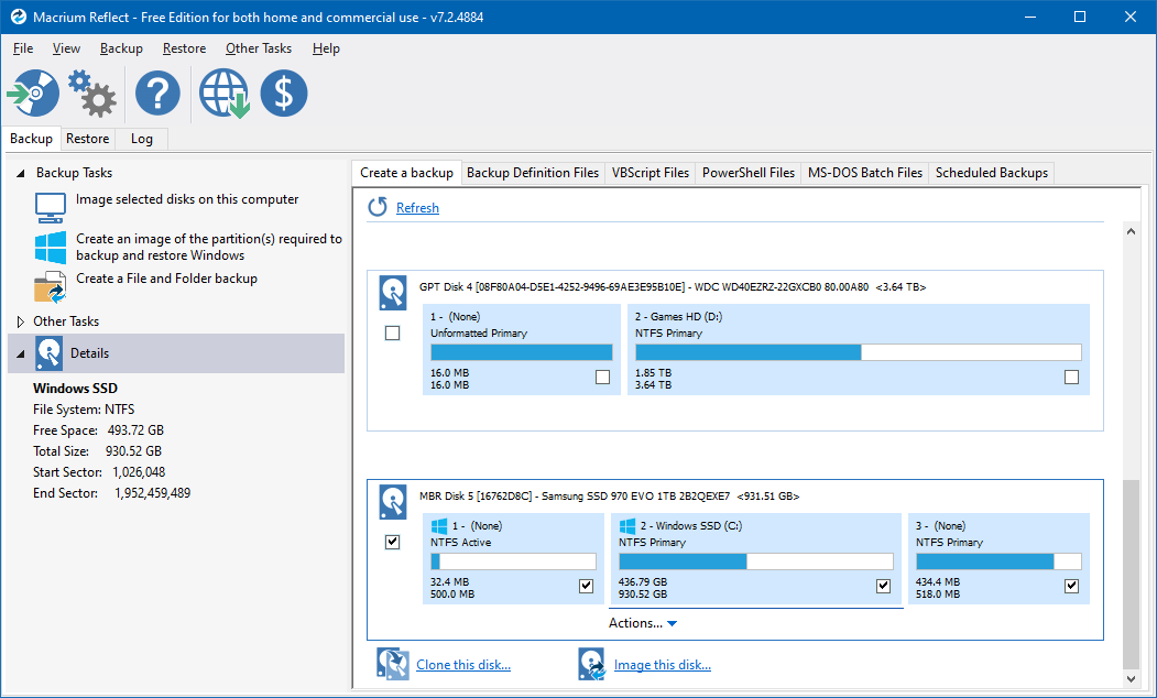 Macrium Reflect offers a free version with tons of built-in functionality. I was very impressed by this offering. The paid version has plenty of features that I’d imagine enterprise and professional customers want.